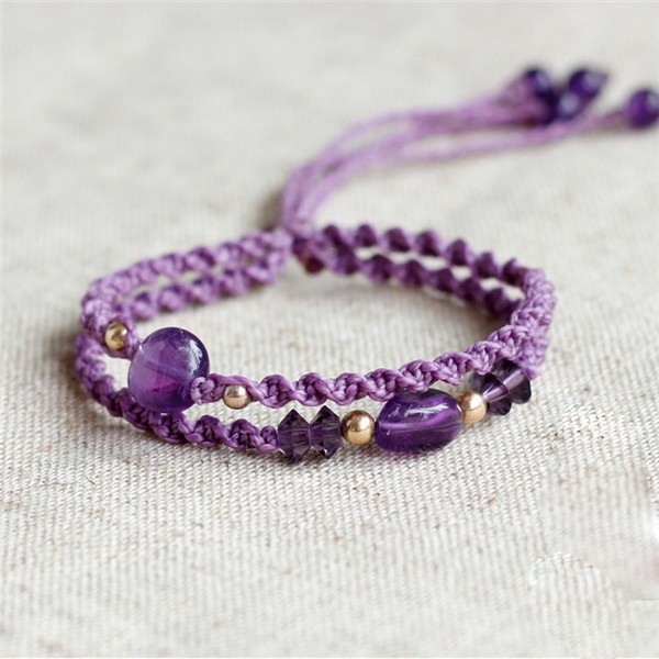 Fashionable and trendy hand-knitted DIY beautiful two-wrap bracelet