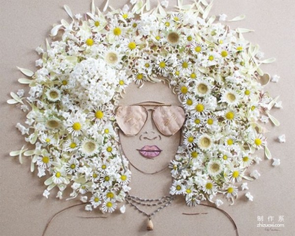 Artist Vicki Rawlins creates portraits using branches and flowers