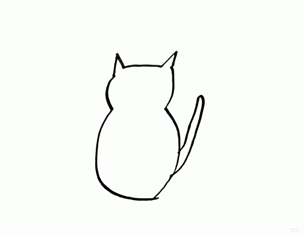 Learn to draw simple drawings, gray kitten simple drawings