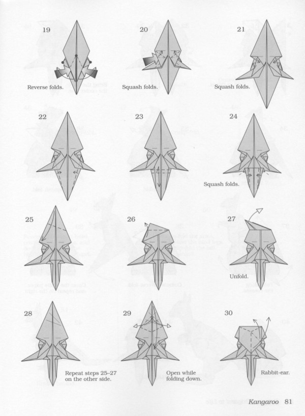 Paper craft hand-making tutorial, John Montroll animal origami kangaroo hand-made origami drawing tutorial