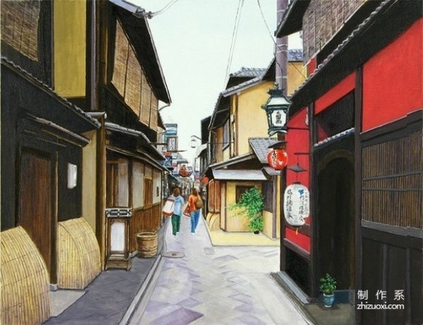 Illustrations by Japanese watercolor artist Hiroki - Strolling in Kyoto