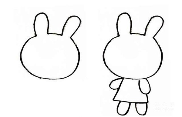 Learn to draw simple drawings, simple drawings of a bunny wearing a skirt