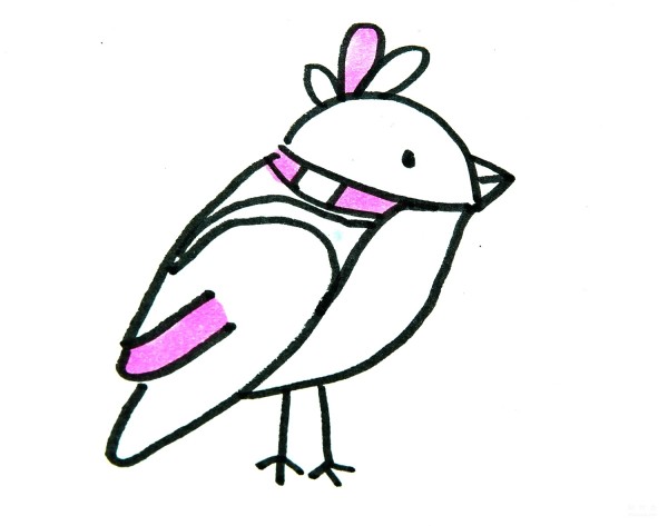 Learn to draw a simple drawing of a bird wearing a scarf