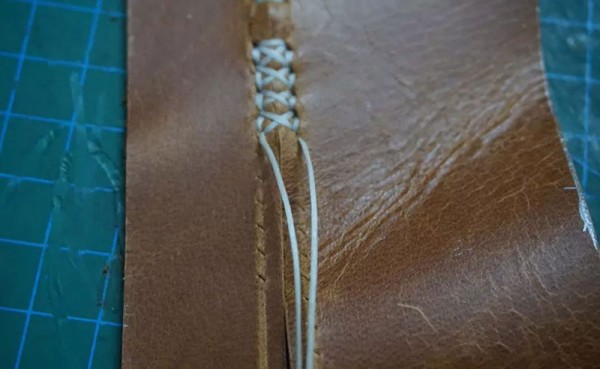 Handmade leather stitching