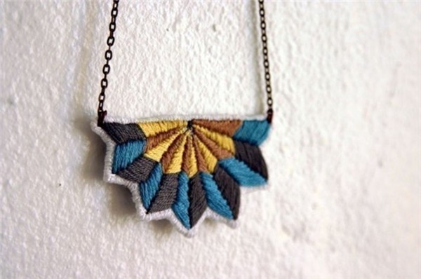 Creative style unique handmade necklace made with embroidery DIY