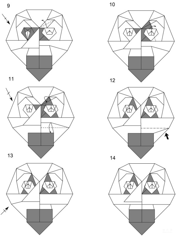 Paper art hand-made origami art, Morisue Keis ugly mask hand-made origami drawing tutorial