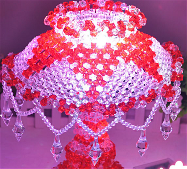 DIY hand-beaded high-end bead curtain table lamps in various colors