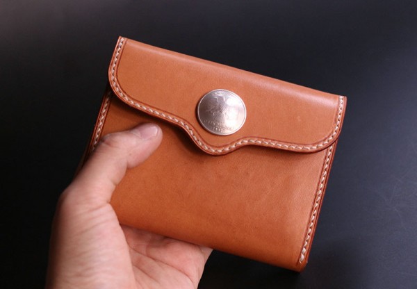 Japanese short clip handmade leather goods making tutorial