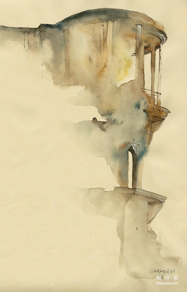 The dripping architectural watercolor works of Korean female illustrator Sunga Park