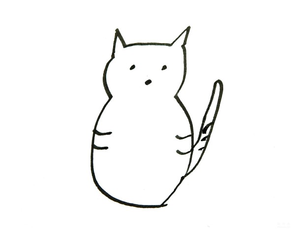 Learn to draw simple drawings, gray kitten simple drawings