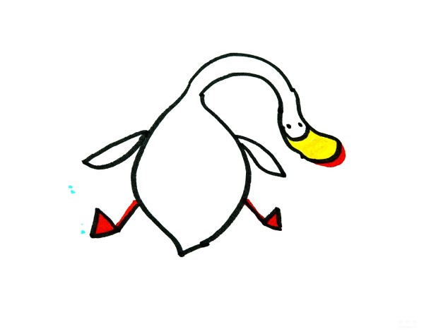 Learn to draw simple strokes, step-by-step tutorial on how to draw a colorful duck