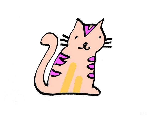 Learn to draw simple drawings, patterned cats