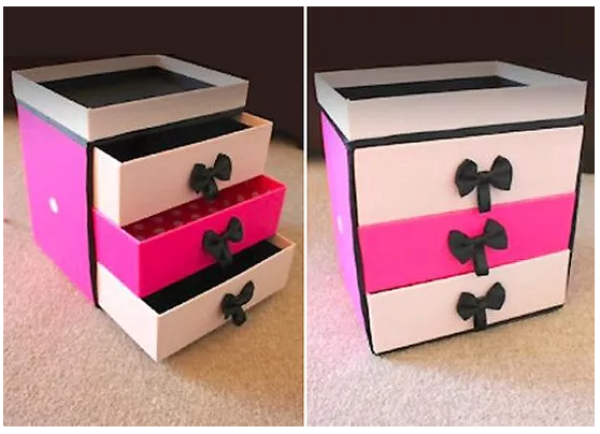 Shoe box DIY tutorial to teach you how to make a multi-layer drawer storage box