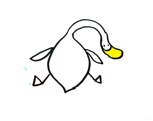 Learn to draw simple strokes, step-by-step tutorial on how to draw a colorful duck