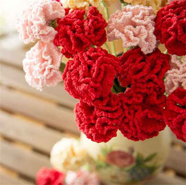 Appreciation of Carnation Bouquet Crochet Flower Creative DIY Works