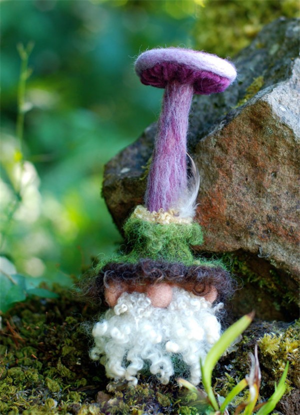 Mysterious and lovely handmade wool felt DIY mushroom head works