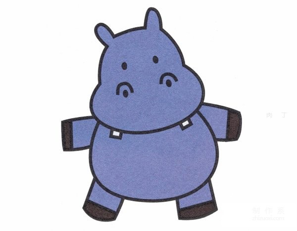 Learn to draw simple drawings, little hippopotamus