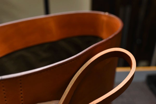 DIY hand-stitched Italian leather tote bag