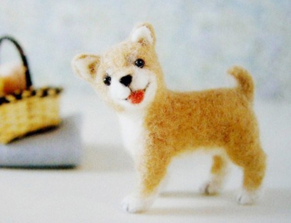 Wool felt handmade DIY cute puppy doll