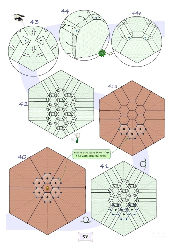 Origami handmade tutorial, Eric Joisel Old Turtle handmade origami illustrated tutorial