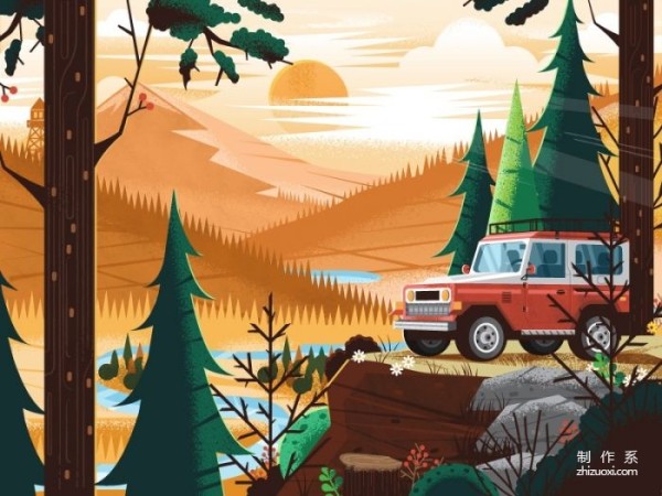 Freelance illustrator’s colorful outdoor travel illustrations