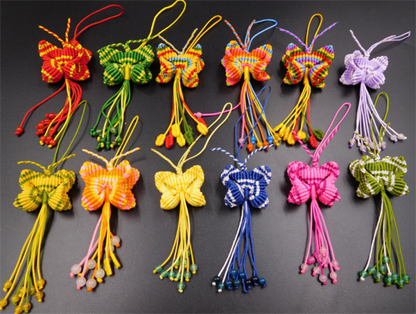 Creative weaving DIY beautiful butterfly car hangings made of purely handmade colorful threads