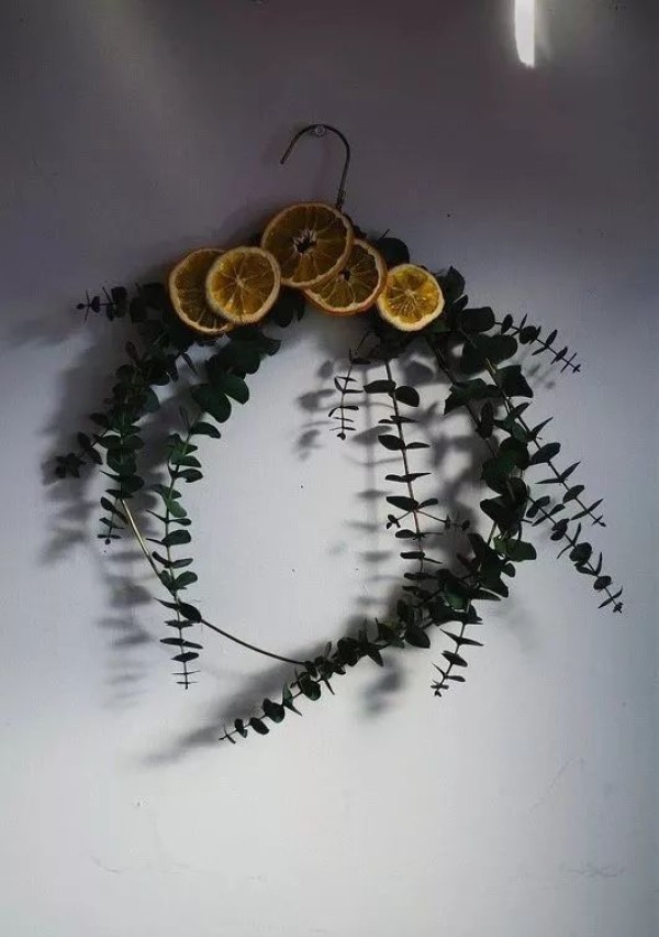 Illustrated tutorial on DIY plant garland using hangers