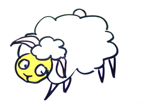 Learn to draw simple strokes, tutorial on how to draw a little sheep