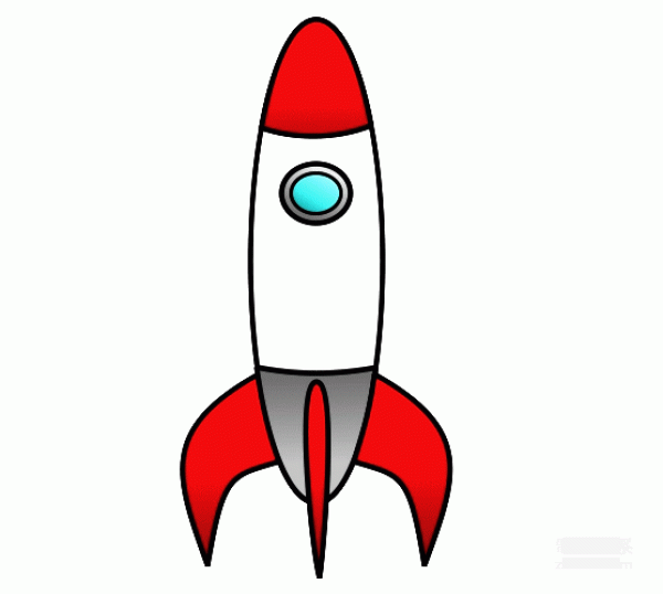 A collection of simple drawing pictures for kindergarten children, teach you step by step how to draw a simple and colorful cartoon rocket.