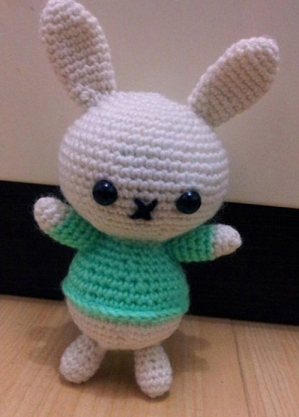 Creative DIY crochet cat and rabbit are good friends