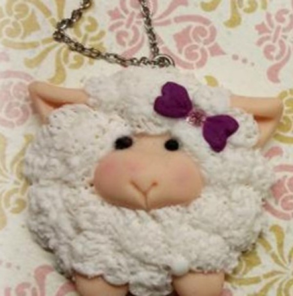 How to make clay lamb pendant, handmade tutorial for primary school students