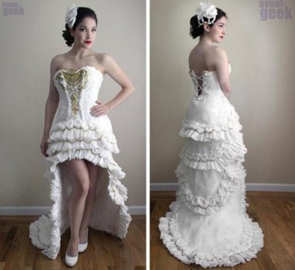 Dress made of toilet paper