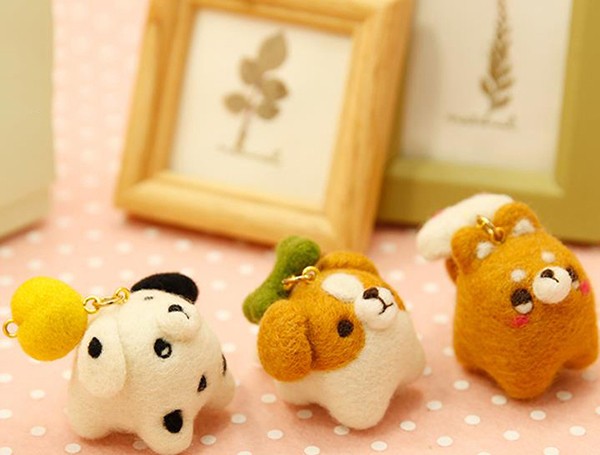 Handmade wool felt DIY three cute pet pendants