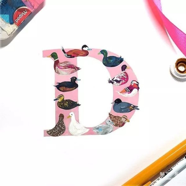 Hand drawn English alphabet illustration