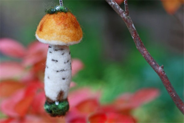 Mysterious and lovely handmade wool felt DIY mushroom head works