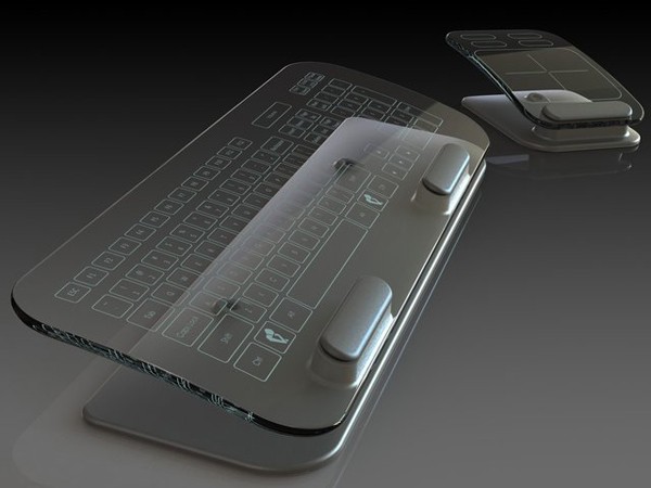 Glass touch keyboard and mouse