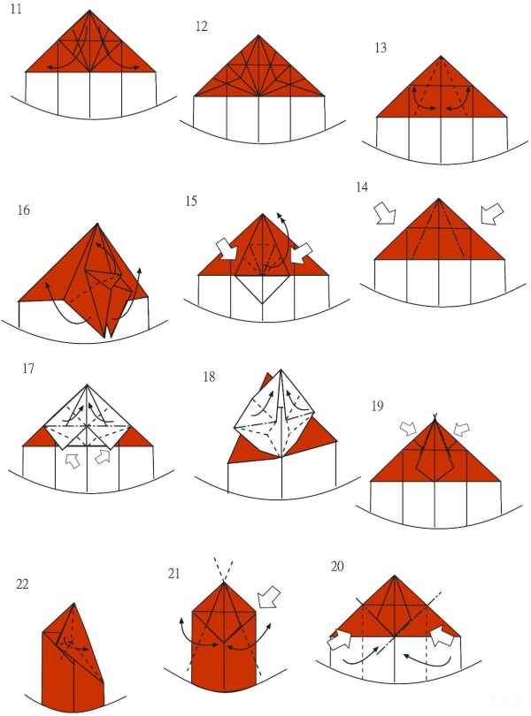 Manual origami tutorial, dragon boat origami drawings and folding sequence tutorial