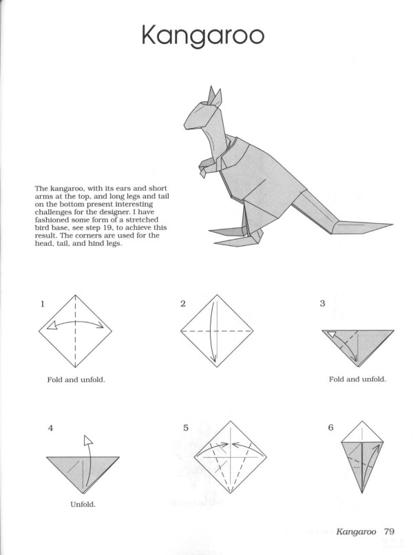 Paper craft hand-making tutorial, John Montroll animal origami kangaroo hand-made origami drawing tutorial