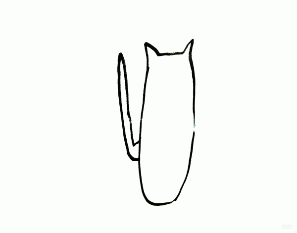 Learn to draw simple drawings, long-tailed cats