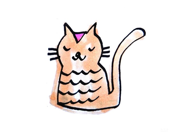 Learn to draw simple drawings, simple drawings of patterned cats