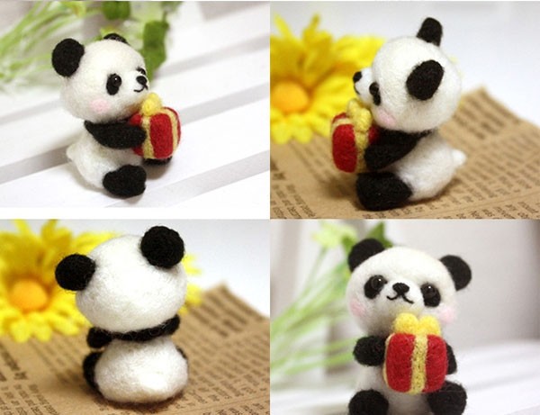 DIY handmade wool felt cute panda expression packs for festivals, birthdays and lucky days