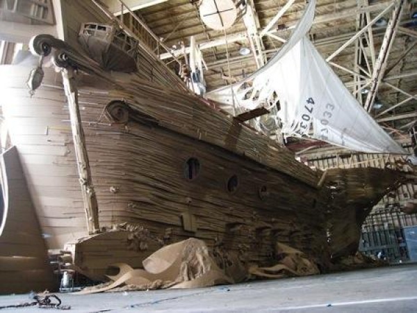 Realistic giant cardboard pirate ship