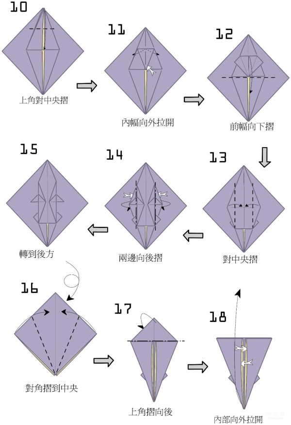 Handmade origami tutorial, Toucan and Avocado origami drawings and folding sequence tutorial