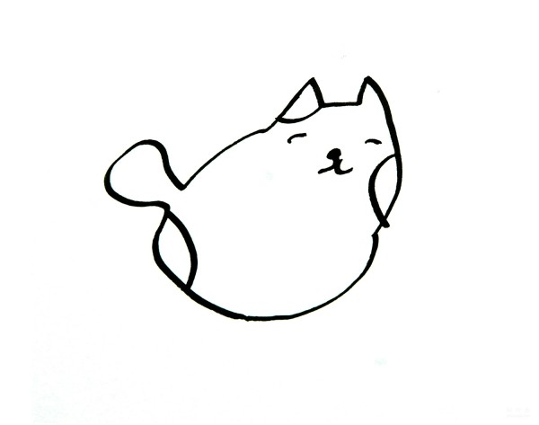 Learn to draw simple strokes, short-tailed kitten