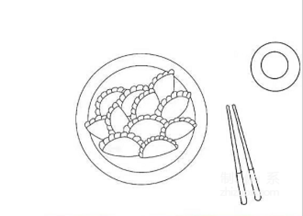 Learn to draw a simple drawing of a plate of dumplings