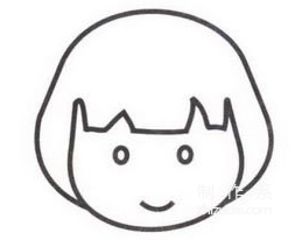 Learn to draw simple strokes, a little girl with a round head