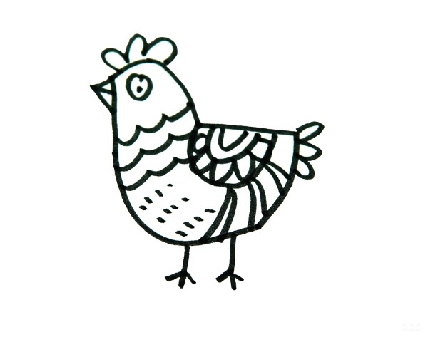 Learn to draw simple drawings, little rooster