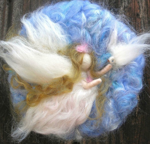 Appreciation of wool felt handmade DIY flying white angel products