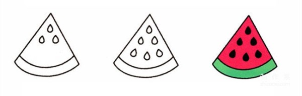 Learn to draw simple drawings, cut watermelon