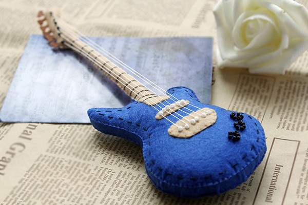 Non-woven handmade DIY simulated blue electric bass guitar